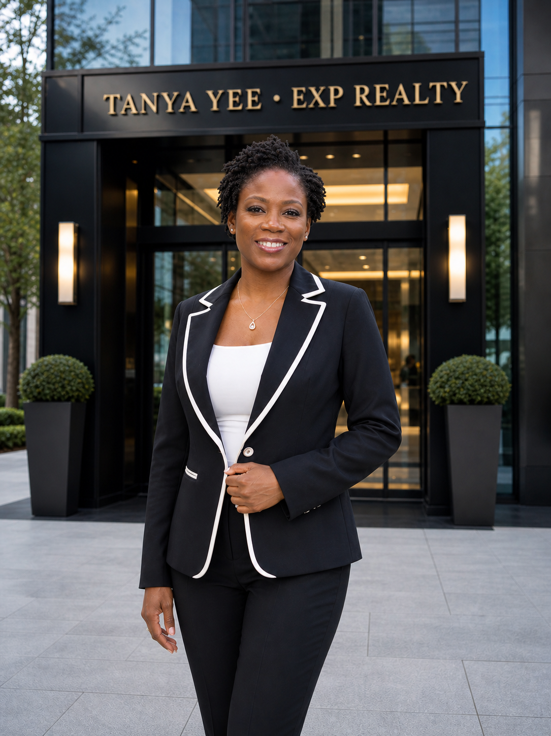 Tanya Yee in front of EXP Realty office